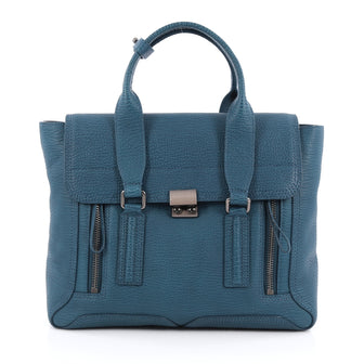 3.1 Phillip Lim Pashli Satchel Leather Large Blue