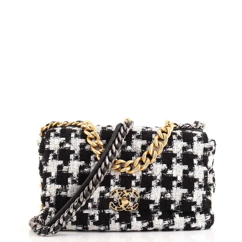 Chanel 19 Flap Bag Quilted Tweed and Ribbon Large