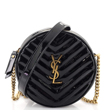 Saint Laurent Vinyle Round Camera Bag Matelasse Chevron Patent