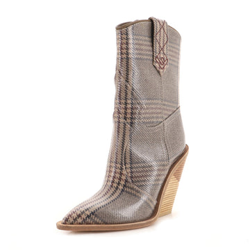 Fendi Women's Western Boots Printed Coated Canvas