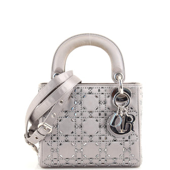 Christian Dior Lady Dior Bag Crystal Embellished Cannage Quilt Satin Mini