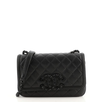 Chanel Filigree Flap Bag Quilted Lambskin with Chain Detail Small