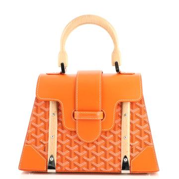 Goyard Saigon Top Handle Bag Coated Canvas with Leather PM