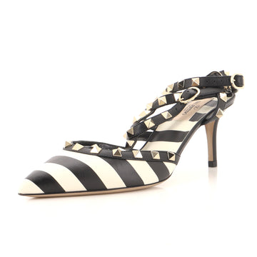 Valentino Garavani Women's Rockstud Caged Ankle Strap Pumps Leather 65