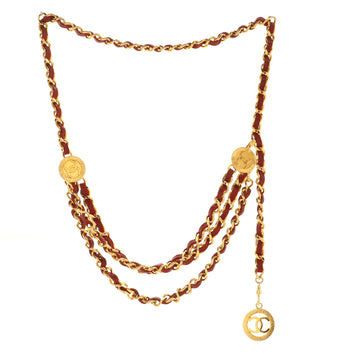 Chanel Vintage Medallion Chain Belt Metal and Leather