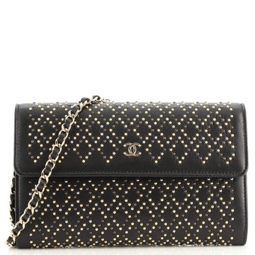 Chanel Wallet on Short Chain Studded Lambskin