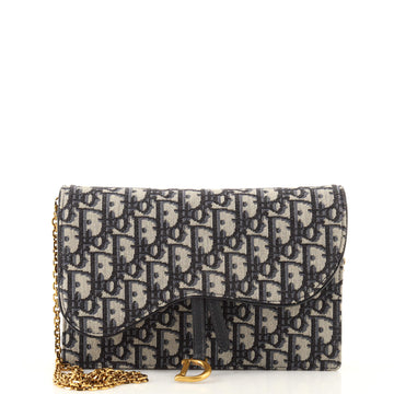 Christian Dior Saddle Chain Clutch Oblique Canvas
