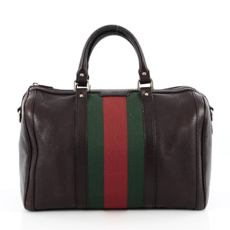 Gucci Vintage Web Boston Bag Leather Medium Brown