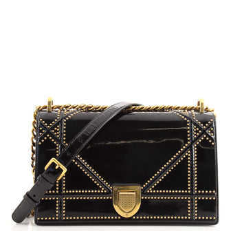 Christian Dior Diorama Flap Bag Studded Patent Medium