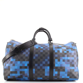 Louis Vuitton Keepall Bandouliere Bag Limited Edition Damier Graphite Pixel 50