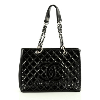 Chanel Grand Shopping Tote Quilted Patent Black
