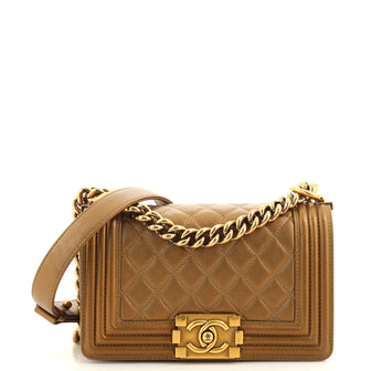 Chanel Boy Flap Bag Quilted Metallic Calfskin Small