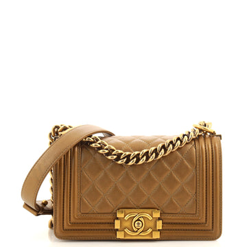 Chanel Boy Flap Bag Quilted Metallic Calfskin Small