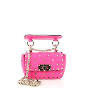Valentino Rockstud Spike Flap Bag Quilted Leather Micro