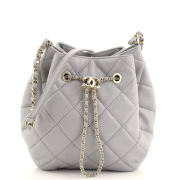 Chanel CC Drawstring Bucket Bag Quilted Lambskin Small