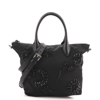 Prada Convertible Tote Beaded Tessuto Small