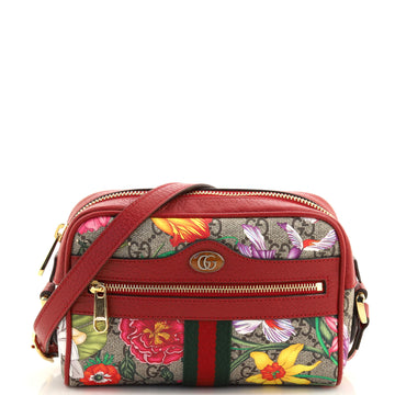 Gucci Ophidia Shoulder Bag Flora GG Coated Canvas Mini