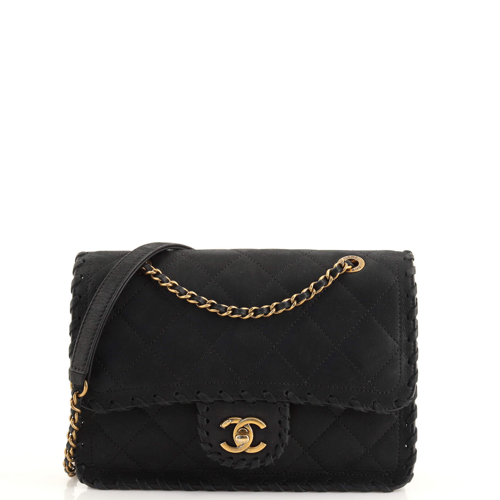 Authentic Chanel Happy Stitch Jumbo Flap Green Gold Hardware S2015