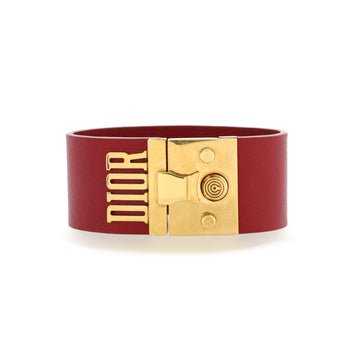 Christian Dior Logo Bracelet Leather and Metal