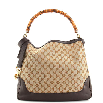 Gucci Diana Bamboo Shoulder Bag GG Canvas Medium