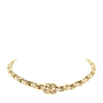 Chanel CC Turn Lock Choker Necklace Leather and Metal