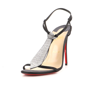 Christian Louboutin Women's T Cab Heeled Sandals Crystal Embellished Satin 100