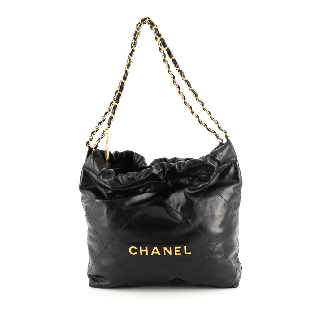 Chanel 22 Small Hobo Bag in Black Shiny Calfskin and AGHW – Brands Lover