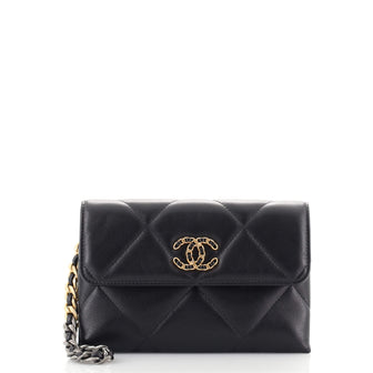 Chanel 19 Flap Pouch with Chain Handle Quilted Lambskin Black 1731401