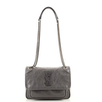 Saint Laurent Niki Chain Flap Bag Matelasse Chevron Leather Baby