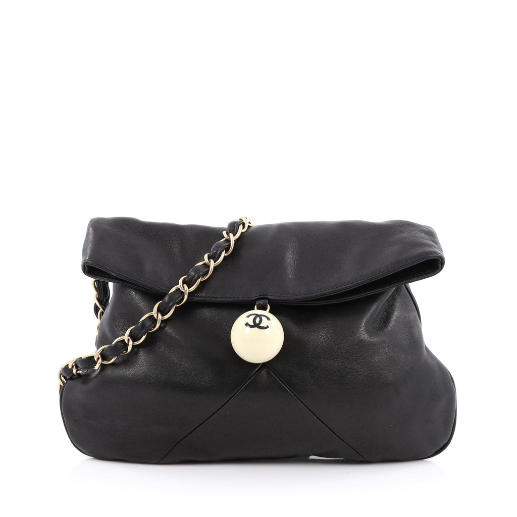 Buy Chanel Cue Ball Foldover Bag Leather Small Black 1731501