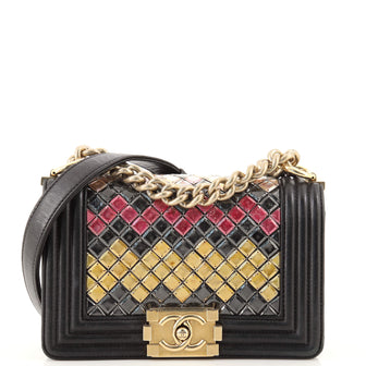 Chanel Mosaic Boy Flap Bag Embellished Lambskin Small