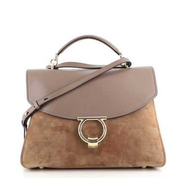 Salvatore Ferragamo Margot Satchel Leather and Nubuck Large