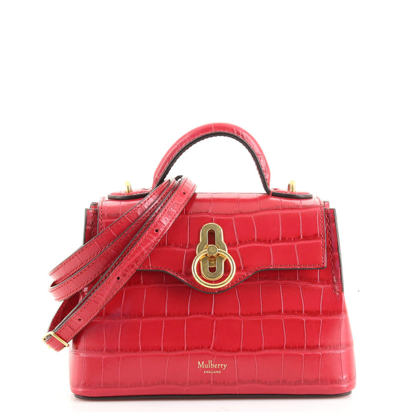 Mulberry Seaton Top Handle Bag Crocodile Embossed Leather Micro 173191