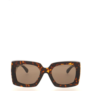 Chanel CC Rectangle Sunglasses Acetate with Embossed Metal