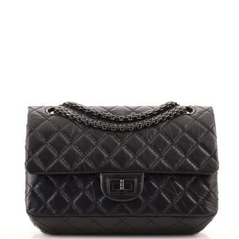 Chanel So Black Reissue 2.55 Flap Bag Quilted Aged Calfskin 225