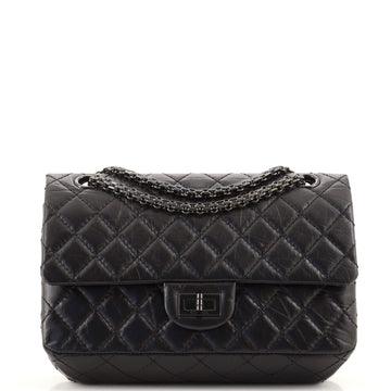 Chanel So Black Reissue 2.55 Flap Bag Quilted Aged Calfskin 225
