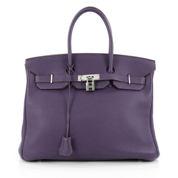Hermes Birkin Handbag Purple Togo with Palladium Hardware 35 Purple