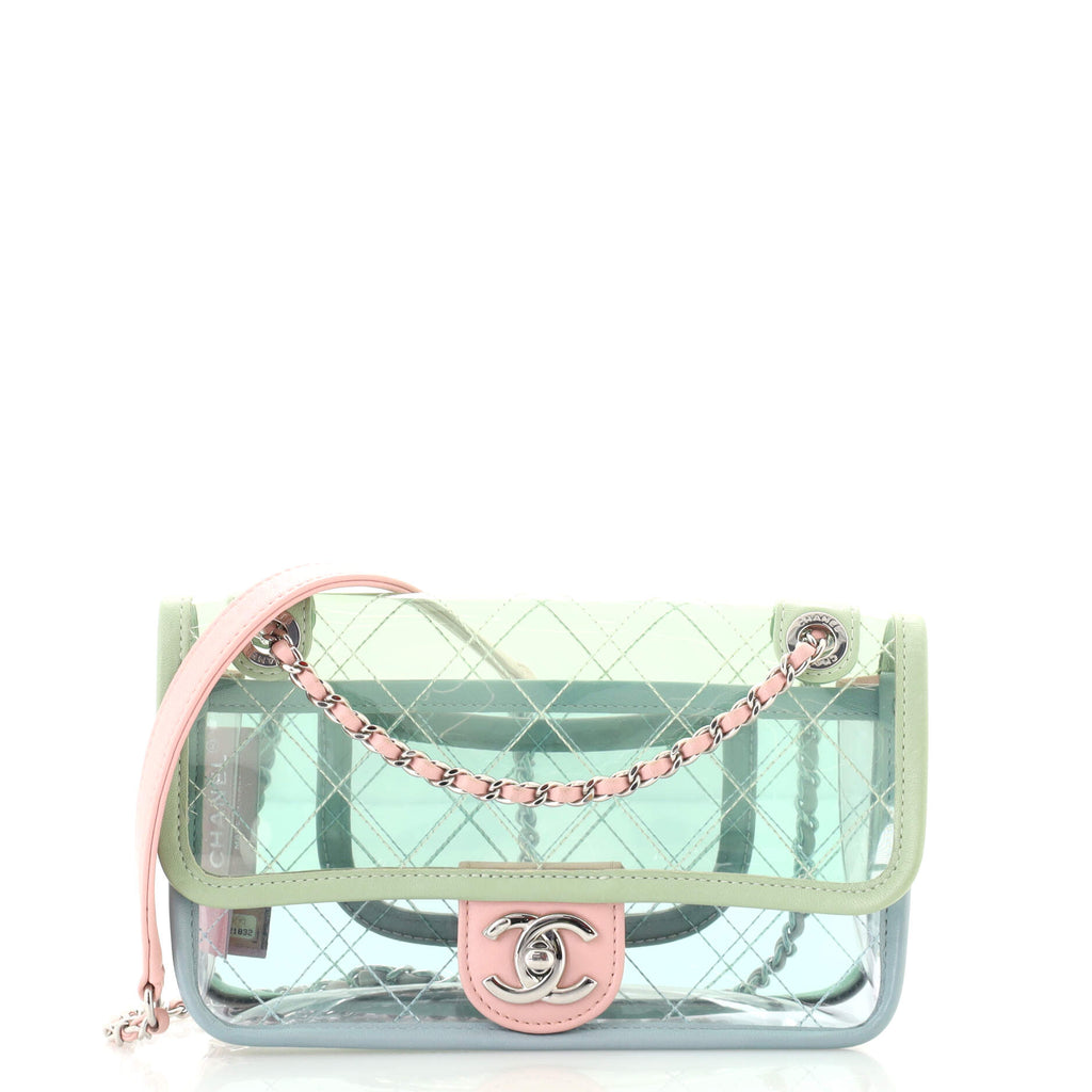 A MULTICOLOUR PVC & LEATHER COCO SPLASH SMALL FLAP BAG WITH SILVER HARDWARE
