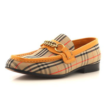 Burberry Women's Moorley Chain Loafers Nova Check Canvas and Leather
