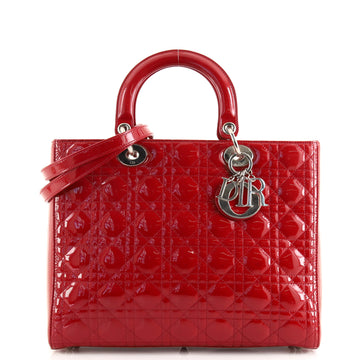 Christian Dior Lady Dior Bag Cannage Quilt Patent Large