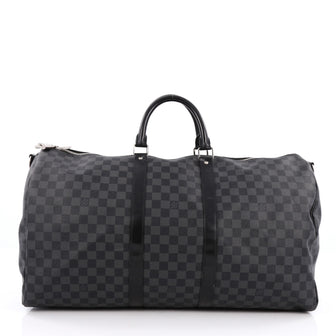 Louis Vuitton Keepall Bandouliere Bag Damier Graphite 55 Gray
