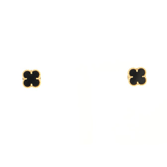 Van Cleef & Arpels Sweet Alhambra Stud Earrings 18K Yellow Gold and Onyx