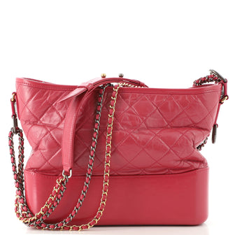 Chanel Aged Calfskin Quilted Medium Gabrielle Hobo Pink