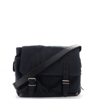 Saint Laurent Double Buckle Messenger Bag Canvas with Leather Medium