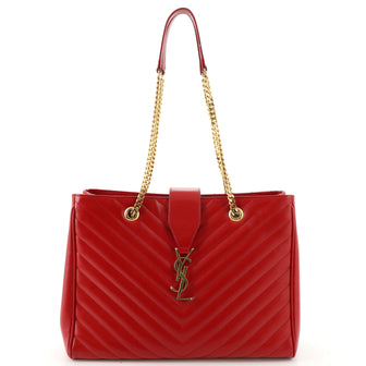 Saint Laurent Classic Monogram Shopper Matelasse Chevron Leather Large