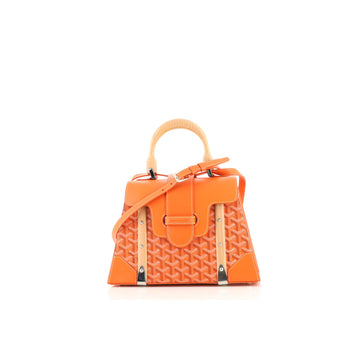 Goyard Saigon Top Handle Bag Coated Canvas with Leather PM