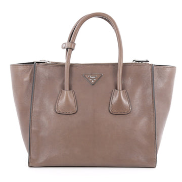 Prada Twin Pocket Tote Glace Calf Medium Neutral
