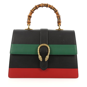 Gucci Dionysus Bamboo Top Handle Bag Colorblock Leather Large Black