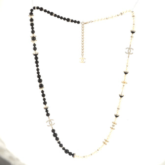 Chanel CC Station Long Necklace Faux Pearls and Resin with Metal and Crystals