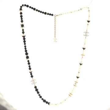 Chanel CC Station Long Necklace Faux Pearls and Resin with Metal and Crystals